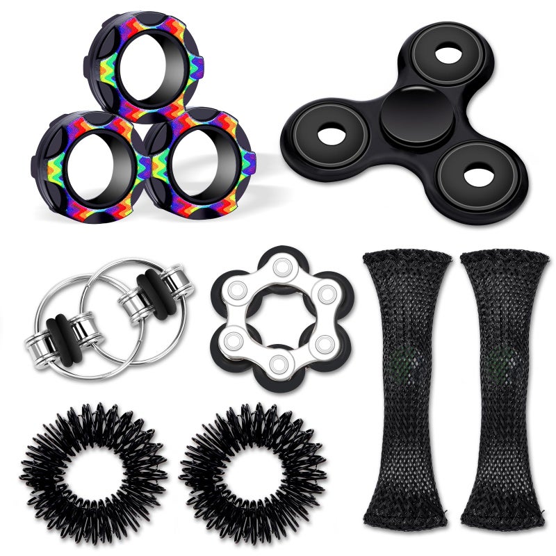 Vipctery 8Pcs Fidget Toys Adults Easter Basket Stuffers Gifts for Teens Boys Kids 8 ADHD Autism Toys Adults EDC Cool Gadgets Desk Toys Fidgets for Classroom Magnetic Fidget Rings Figette Spinner - Image 3