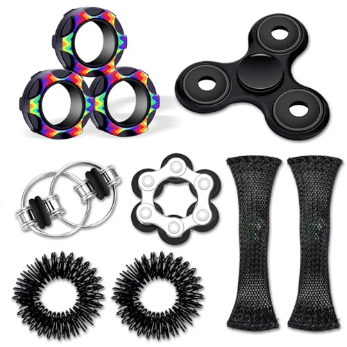 Vipctery 8Pcs Fidget Toys Adults Easter Basket Stuffers Gifts for Teens Boys Kids 8 ADHD Autism Toys Adults EDC Cool Gadgets Desk Toys Fidgets for Classroom Magnetic Fidget Rings Figette Spinner - Image 1