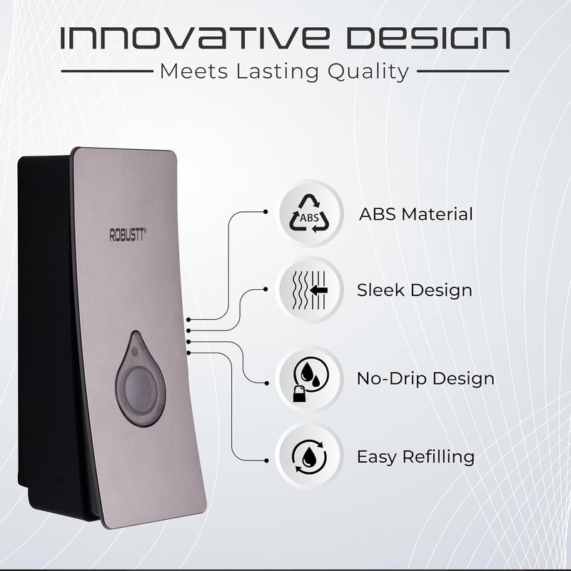 ROBUSTT Manual Wall Mounted Liquid Soap Dispenser - Grey (200 ml, Pack of 10) Leak-Proof, Transparent Window, Easy Installation - Ideal for Bathroom, Kitchen, Hotels, Offices - Image 5