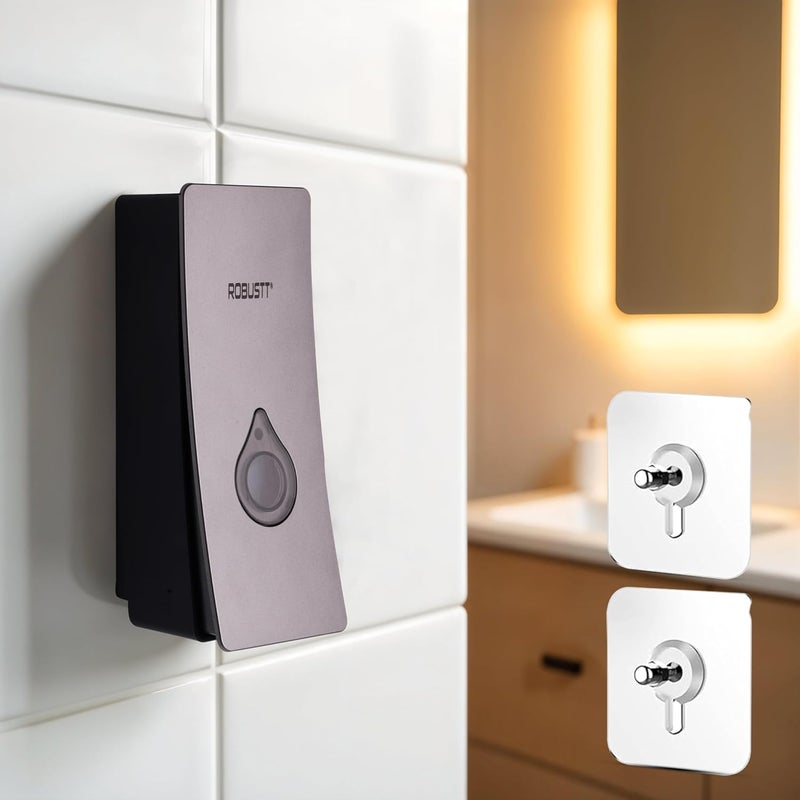 ROBUSTT Manual Wall Mounted Liquid Soap Dispenser - Grey (200 ml, Pack of 10) Leak-Proof, Transparent Window, Easy Installation - Ideal for Bathroom, Kitchen, Hotels, Offices - Image 1