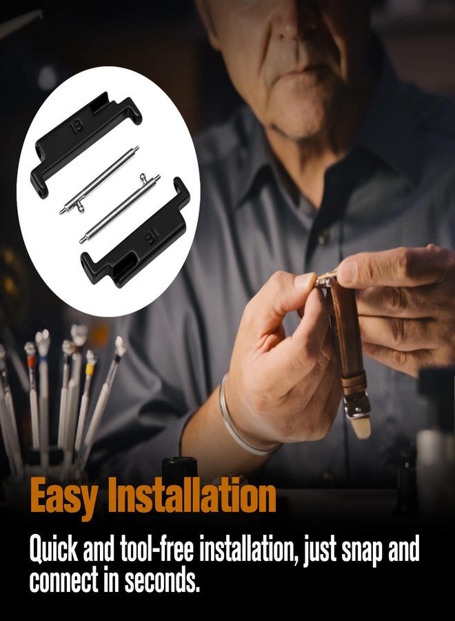 KH866 زوج واحد من محولات سوار الساعة المعدنية، موصل سوار الساعة، وصلة من الفولاذ المقاوم للصدأ، مناسبة لجميع المقاسات من 18 مم إلى 22 مم - Image 2