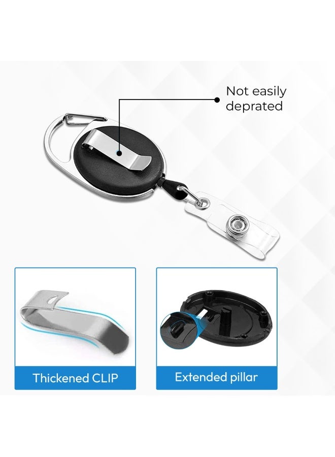 2 Pack Horizontal ID Badge Holder with Retractable Reel & Belt Clip – Clear Durable Plastic Card Case for Office, Work, Conferences, Events & Employee Name Tags - Image 3