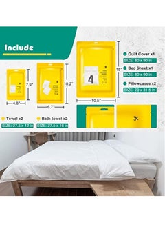 Hihonor 4 Pack Travel Disposable Bedding Set, Disposable Bedding Sheets, Sheet for Business Travel Hotel Trip Outdoor Camping, 1 Quilt Covers, 1 Bed Sheet and 2 Pillow Cases, 2 Towel, 2 Bath Towel  - Image 5