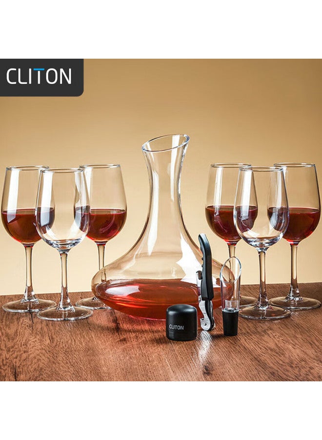 Cliton Wine Glass Set With Decanter, 10-piece Wine Accessories Set, Home Glass Wine Gl And Decanter H Style - Image 1