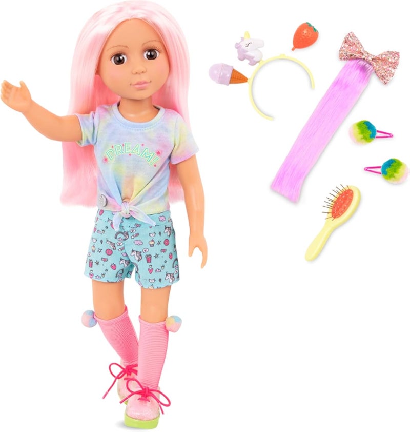 Barbie Glitter Girls Dolls by Battat – Posable 14-inch Doll Nixie with Hair Extension & Hair Bow, Hair Clips, and Colorful Outfit – Toys, Clothes, and Accessories for Kids Ages 3 and Up