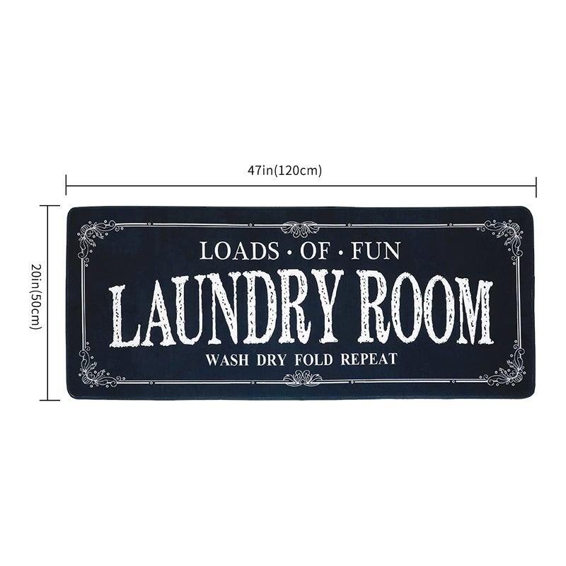ROMAMIGO Non Slip Laundry Runner Rug - Farmhouse Kitchen Floor Mat for Mudroom and Bathroom - Black, 20 X 47 Inches - Image 4