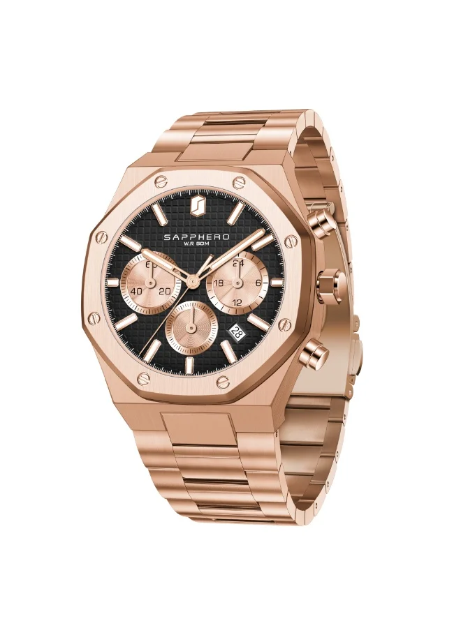 Sapphero SAPPHERO Men's Watch Octagonal Stainless Steel Luminous Wristwatch Luxury Analog Quartz Watch for Men with Date Elegant Mens
