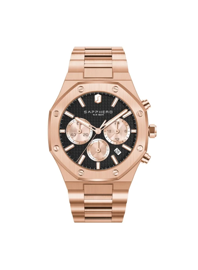 Sapphero SAPPHERO Men's Watch Octagonal Stainless Steel Luminous Wristwatch Luxury Analog Quartz Watch for Men with Date Elegant Mens