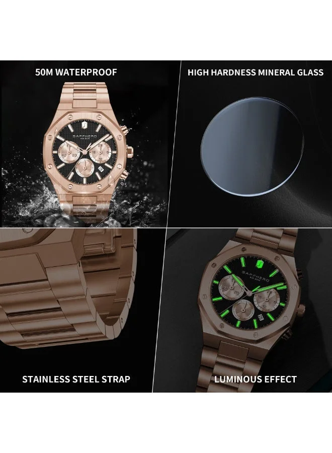 Sapphero  SAPPHERO Mens Watches Stainless Steel Quartz Watch for Men Waterproof Date Clock Fashion Business Wristwatch Gift for Men for Men | Best Price UAE