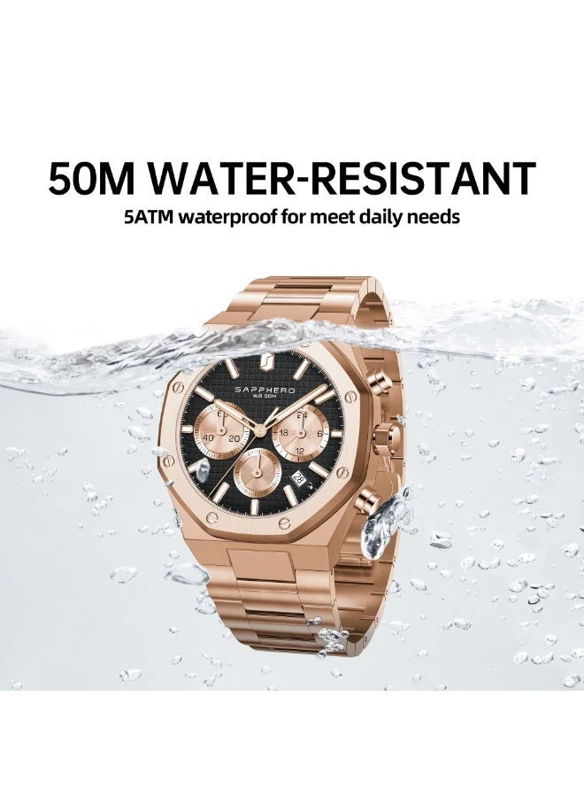 Sapphero  SAPPHERO Mens Watches Stainless Steel Quartz Watch for Men Waterproof Date Clock Fashion Business Wristwatch Gift for Men for Men | Best Price UAE