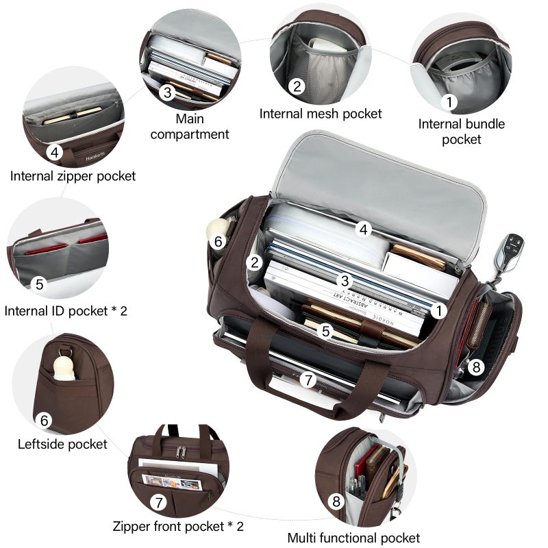 Hanke Underseat Carry On luggage Bags for Travel, Foldable Travel Bags for Women, Soft Lightweight Personal Item Travel Bag Small Carry On Bags for Airplanes, Travel Tote Bags for Women Men.ï¼ˆCoffeeï¼‰ - Image 3
