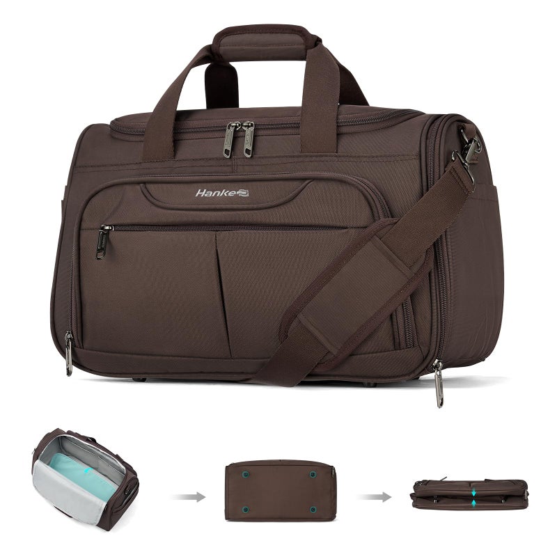 Hanke Underseat Carry On luggage Bags for Travel, Foldable Travel Bags for Women, Soft Lightweight Personal Item Travel Bag Small Carry On Bags for Airplanes, Travel Tote Bags for Women Men.ï¼ˆCoffeeï¼‰ - Image 1