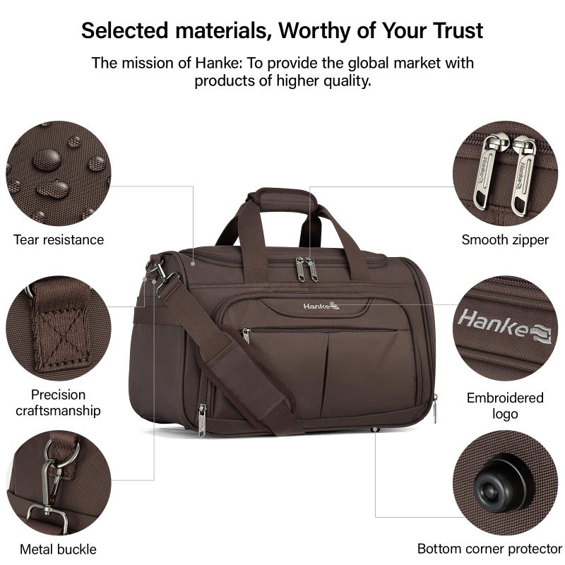 Hanke Underseat Carry On luggage Bags for Travel, Foldable Travel Bags for Women, Soft Lightweight Personal Item Travel Bag Small Carry On Bags for Airplanes, Travel Tote Bags for Women Men.ï¼ˆCoffeeï¼‰ - Image 5