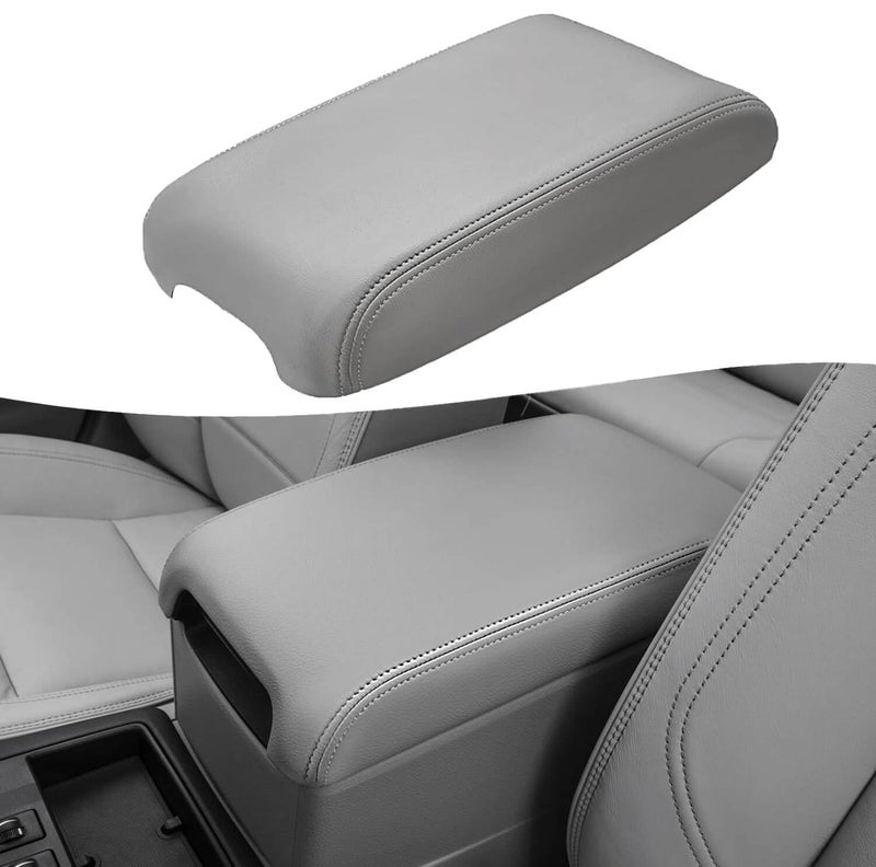 KBH Center Console Armrest Cover Replacement for Toyota Camry 2012 2013 2014 2015 2016 2017 Vinyl Leather Car Arm Rest Replace Skin Upholstery Ash Gray Leather Part Only