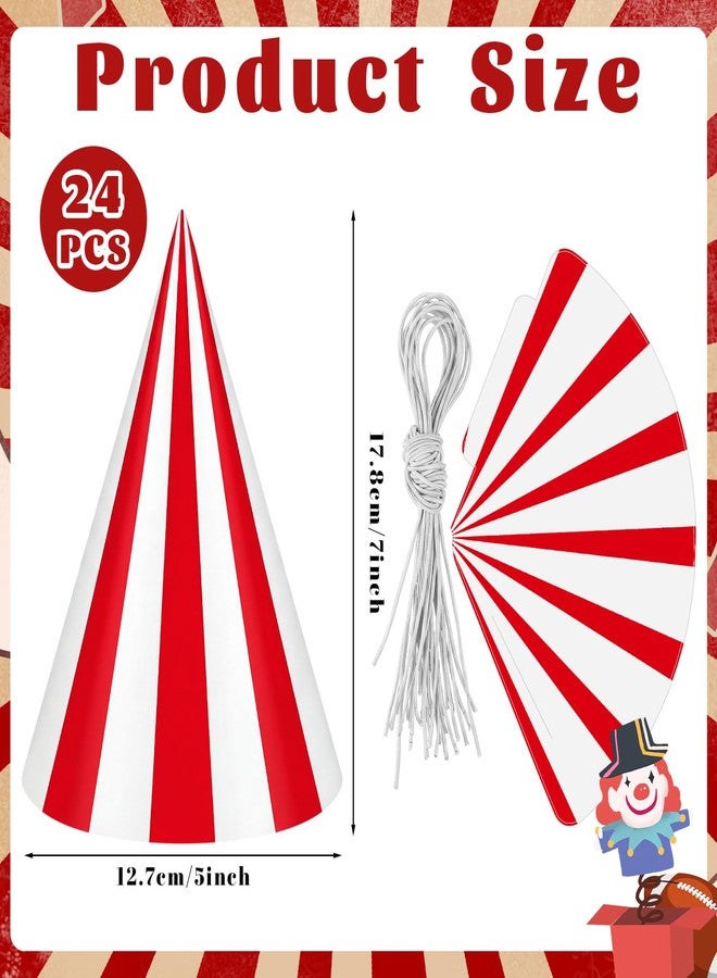Watersay 24 Pcs Circus Themed Party Hats Circus Theme Cone Paper Hats with Elastic String for Kids Birthday Party Supplies Favor - Image 4