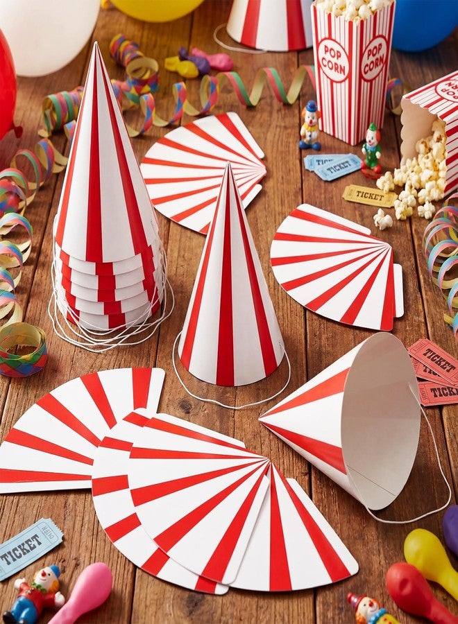 Watersay 24 Pcs Circus Themed Party Hats Circus Theme Cone Paper Hats with Elastic String for Kids Birthday Party Supplies Favor - Image 2