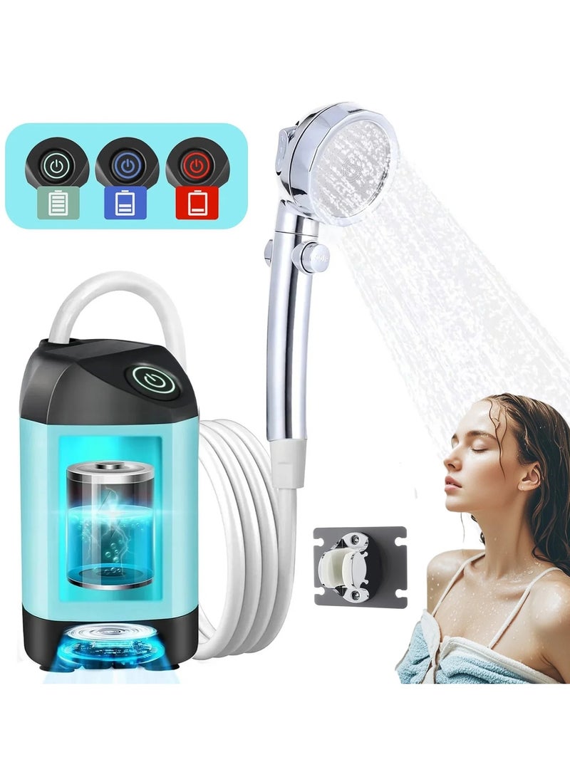 XiuWoo Portable Rechargeable Camping Shower, Shower Pump, Outdoor Shower Kit with 3 Spray Modes, Storage Bag for Hiking, Travel, Car, Pet - Image 1