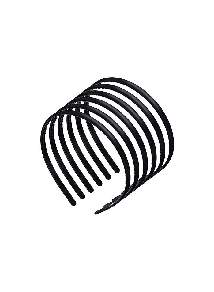 Goolsky 6 Pieces Plastic Plain Headbands Teeth Comb Headbands Halloween Skinny DIY Hair Bands Headbands for Women Girls (Rubber Black, 8 mm) - Image 1