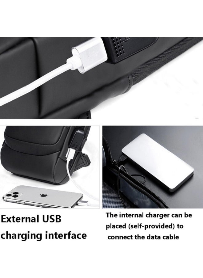 Generic Crossbody Sling Bag, Body Chest Shoulder Bag for Men Women Casual Shoulder Backpack Bag, Waterproof Leather Chest Casual Daypack with Usb Charging Port for Travel Hiking - Image 5