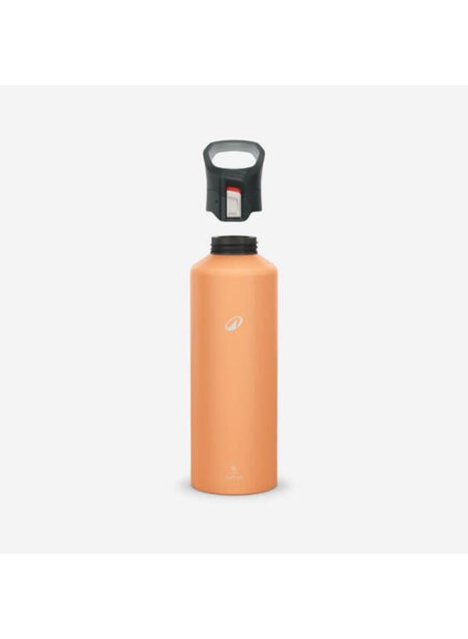 Quechua 1 L aluminium water flask 500 with quick-release cap for hiking - Orange - Image 2
