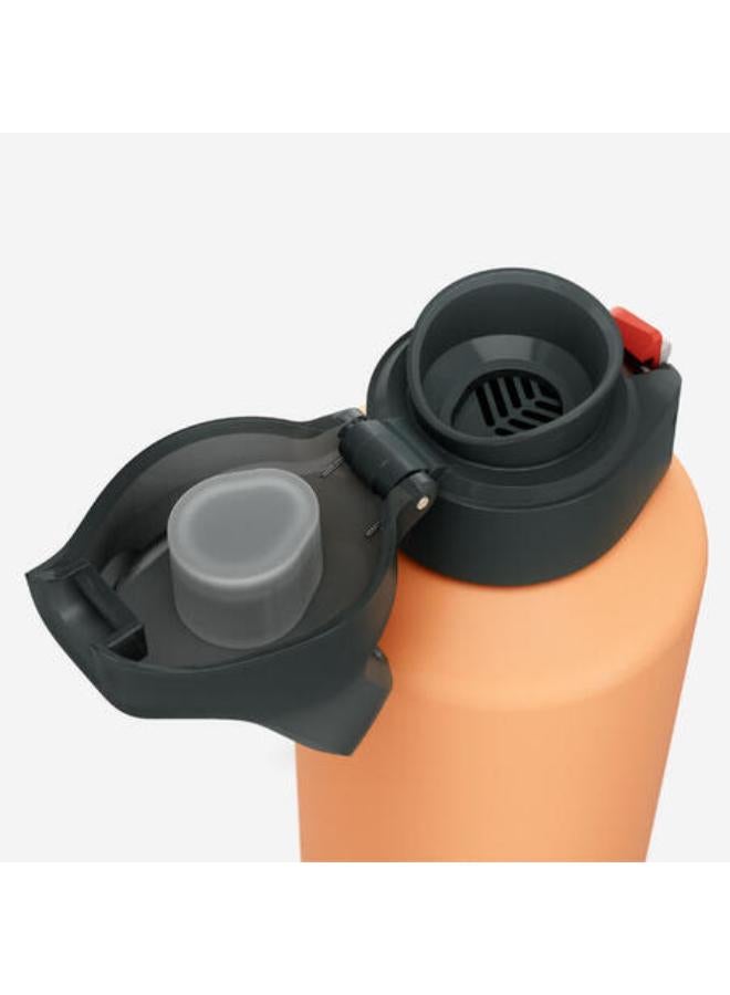 Quechua 1 L aluminium water flask 500 with quick-release cap for hiking - Orange - Image 4