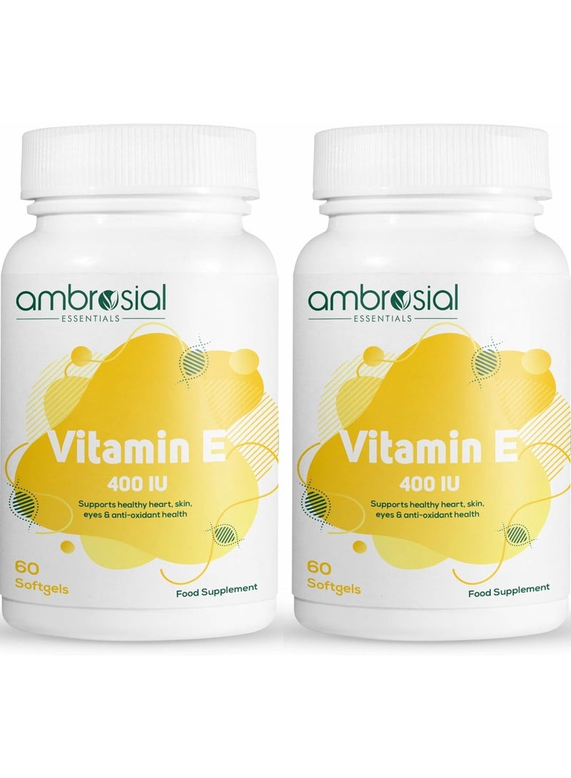 ambrosial Vitamin E 400 Iu Supports Healthy Heart, Skin, Eyes And Anti-Oxidant Health Pack of 2 - Image 1