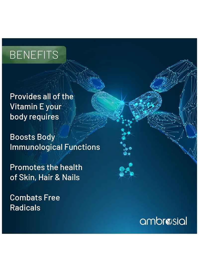 ambrosial Vitamin E 400 Iu Supports Healthy Heart, Skin, Eyes And Anti-Oxidant Health Pack of 2 - Image 5