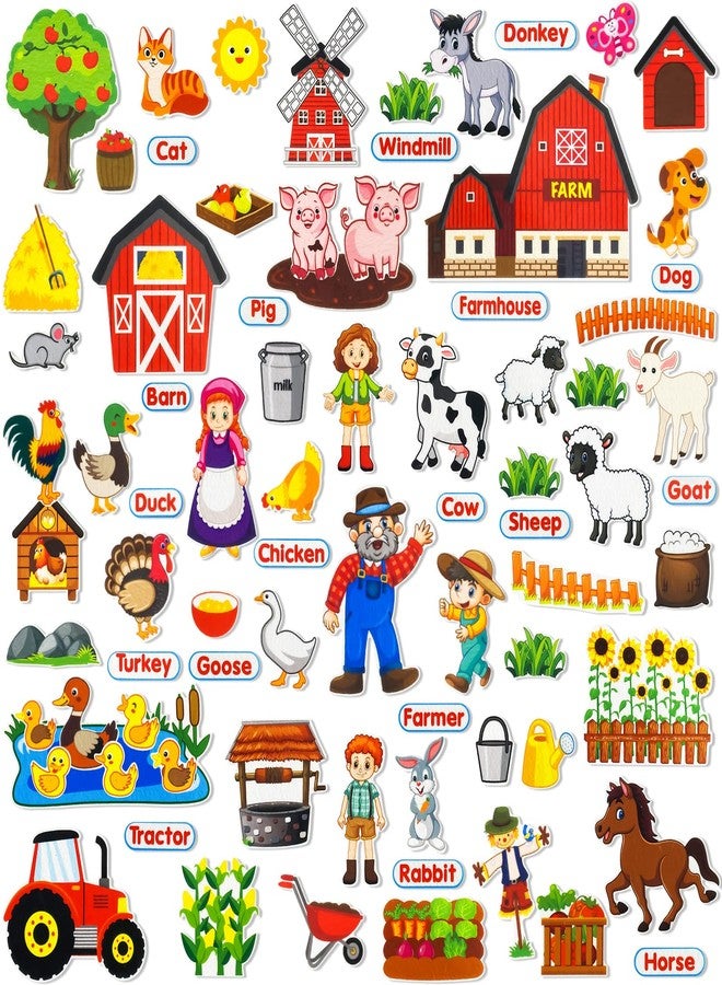 PENGFULL Felt Flannel Board Story Pieces for Toddlers Preschool, Kids Interactive Storytelling Teaching Play Kits with Words Felt Pieces (New Farm) - Image 1