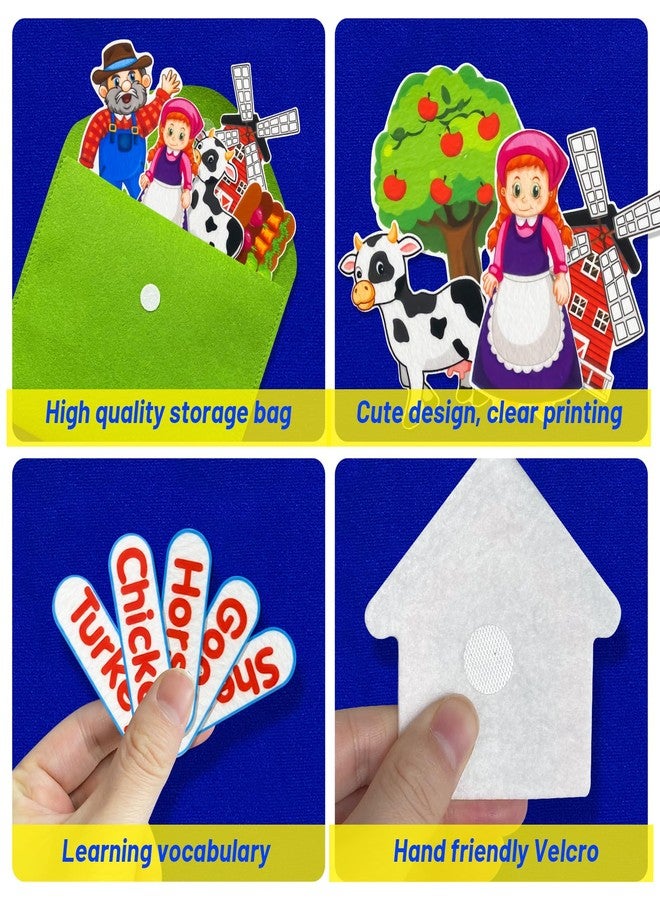 PENGFULL Felt Flannel Board Story Pieces for Toddlers Preschool, Kids Interactive Storytelling Teaching Play Kits with Words Felt Pieces (New Farm) - Image 4