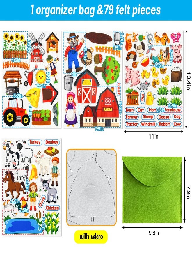PENGFULL Felt Flannel Board Story Pieces for Toddlers Preschool, Kids Interactive Storytelling Teaching Play Kits with Words Felt Pieces (New Farm) - Image 2
