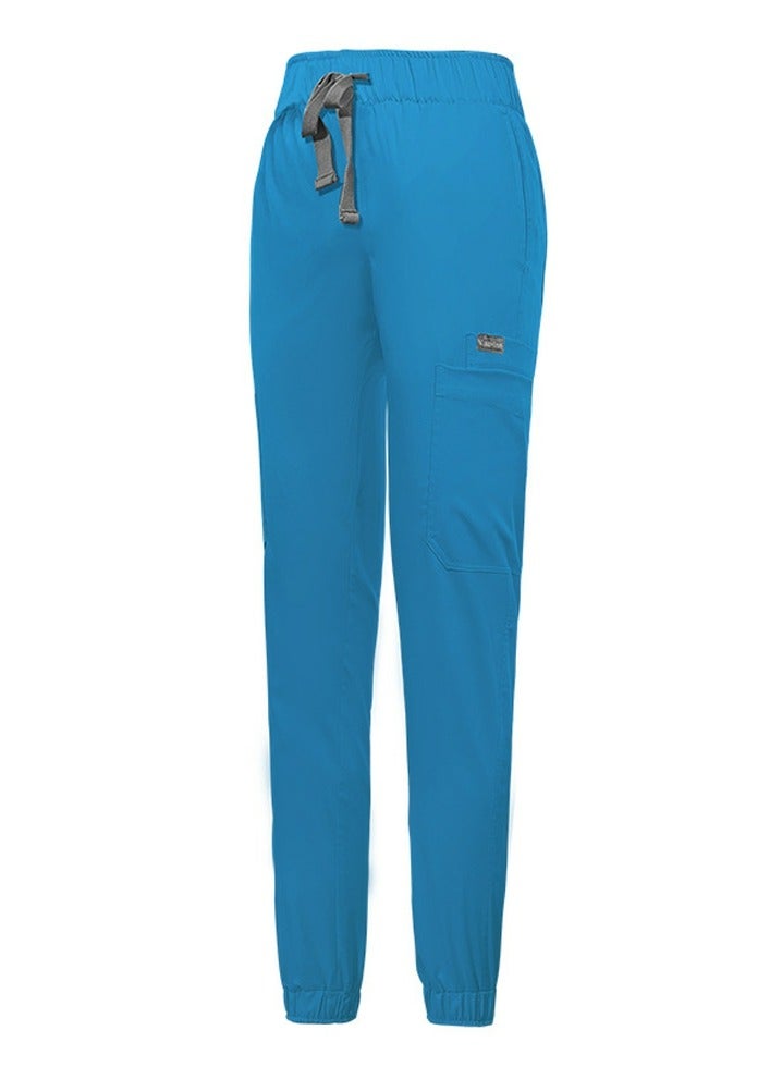 Loquat Medical Uniform Scrubs Pants Unisex Elastic Waist Jogger Pants Workwear Blue - Image 1