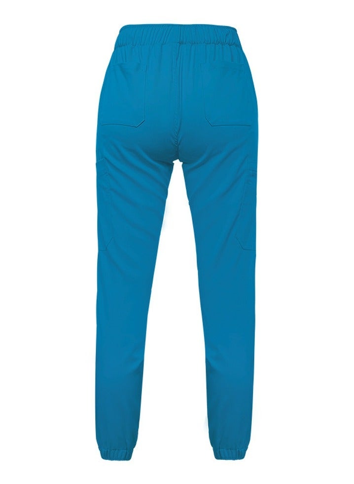 Loquat Medical Uniform Scrubs Pants Unisex Elastic Waist Jogger Pants Workwear Blue - Image 2