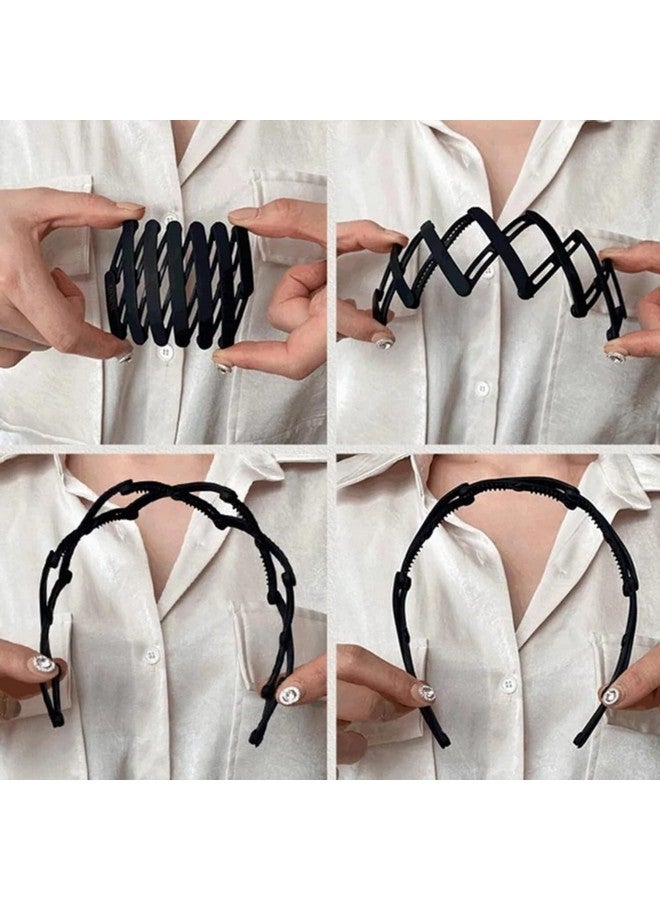 Blubby 6PCS Retractable Pocket Hair Band, Spring Wavy Foldable Headband No Slip, Compact Portable Adjustable Hair Hoop for Women (Multicolor) - Image 3