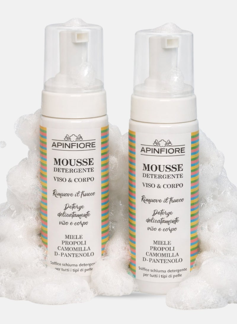 APINFIORE Facial Cleanser Mousse with Honey and Chamomile, 150ml x2 - Image 1