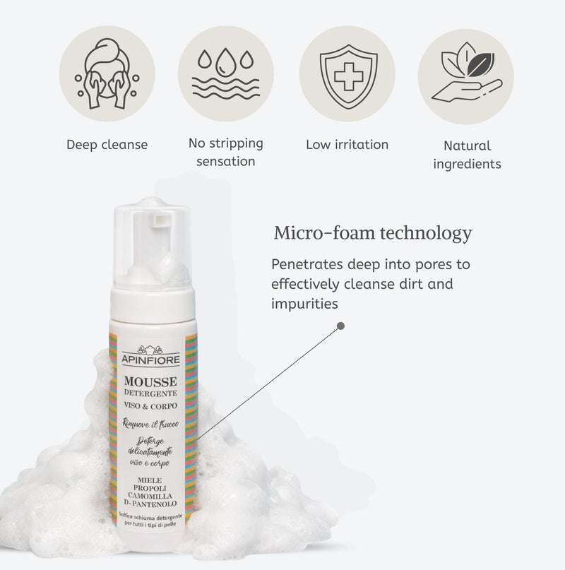 APINFIORE Facial Cleanser Mousse with Honey and Chamomile, 150ml x2 - Image 3