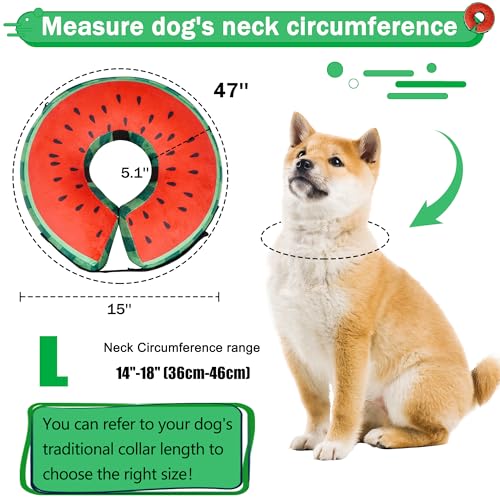 Cneo Recovery Donut Collar for Dogs & Cat,Inflatable Dog Collar Alternative After Surgery,Soft Cone for Large Medium Small Pet(Watermelon,Large) - Image 5