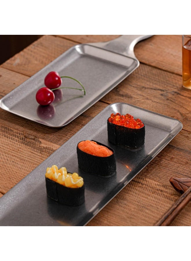 Stainless Steel Serving Tray with Handle, Rectangular Food Serving Platter, Brushed Finish, 45 cm - Image 5