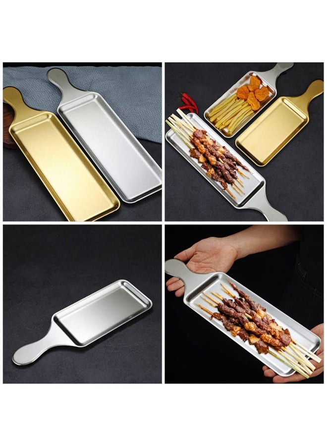 Stainless Steel Serving Tray with Handle, Rectangular Food Serving Platter, Brushed Finish, 45 cm - Image 3