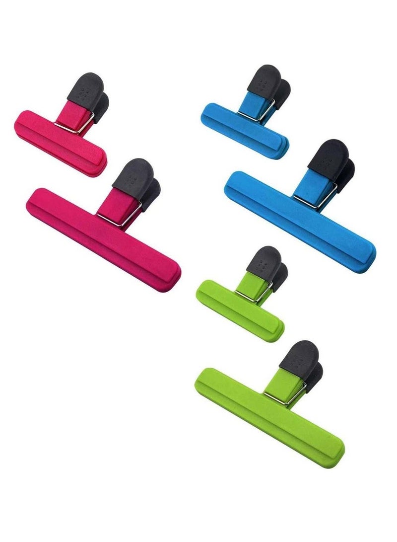 مشابك كبيرة للرقائق، مشابك لتغليف الطعام، مع قبضة جيدة، مصنوعة من البلاستيك ثقيل الوزن، إحكام محكم ضد الهواء، بألوان متنوعة (6 قطع) - Image 1