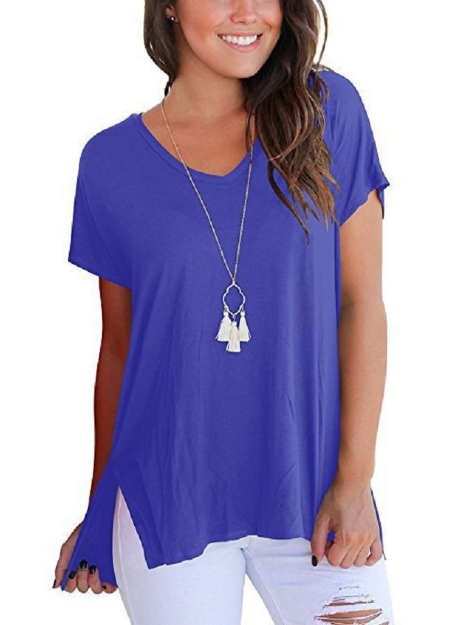 Loquat Women's Front Short Back Long Side Seam Split T-Shirt - Image 1