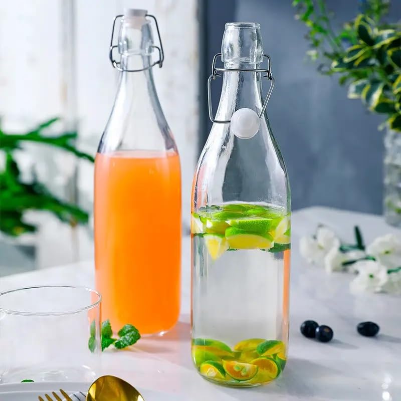 MACHAK Glass Water Bottle For Fridge With Flip Cap, 1 Litre, Transparent (Set of 2) - Image 5