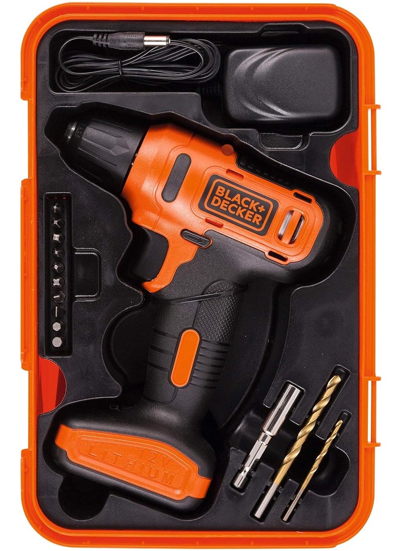 BLACK&DECKER 12V 1.5Ah 900 RPM Cordless Drill Driver with 13 Pieces Bits in Kitbox For Drilling and Fastening  - Image 2