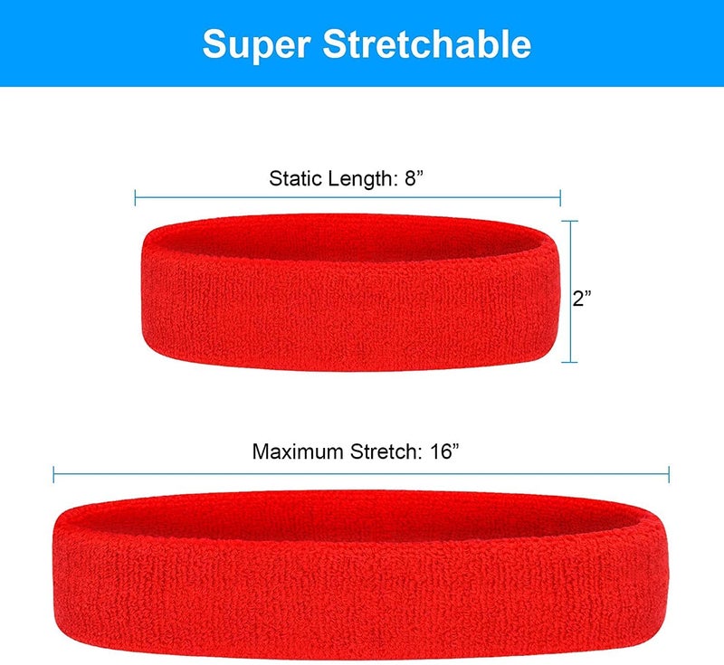 STEFFER سوار الرأس وسوار المعصم STEFFER للرياضة وصالة الألعاب الرياضية، اليوغا (1 سوار رأس - 2 أساور معصم) للرجال والنساء (أحمر) - Image 3