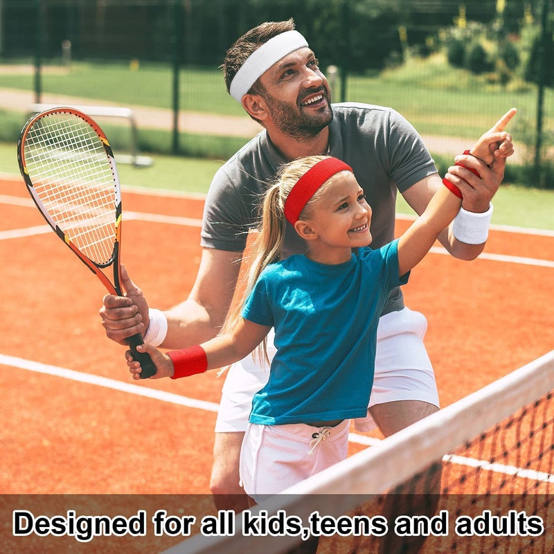 STEFFER سوار الرأس وسوار المعصم STEFFER للرياضة وصالة الألعاب الرياضية، اليوغا (1 سوار رأس - 2 أساور معصم) للرجال والنساء (أحمر) - Image 5