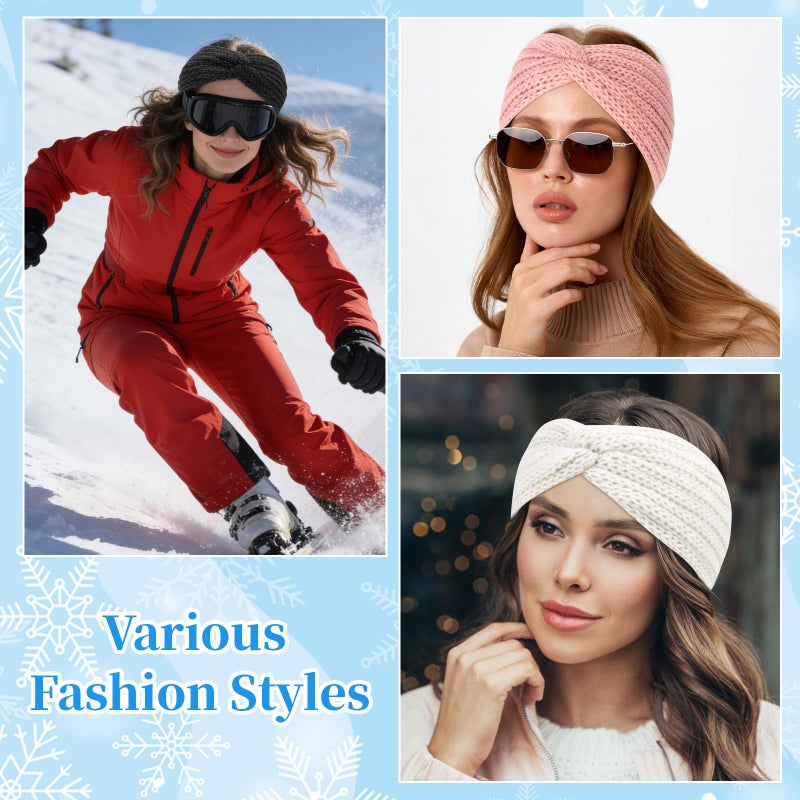 YARIEW Winter Headbands for Women Ear Warmers Warm Headbands for Women Winter Accessories Knitted Headband Thick Crochet Head Wraps Stocking Stuffers Gifts Black White Brown Gray Burgundy - Image 3