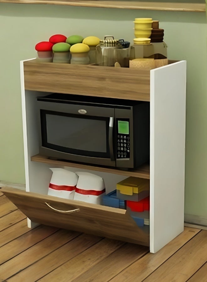 woodx Compact Microwave Kitchen Stand with Drawer and Open Top Shelf  - Image 2