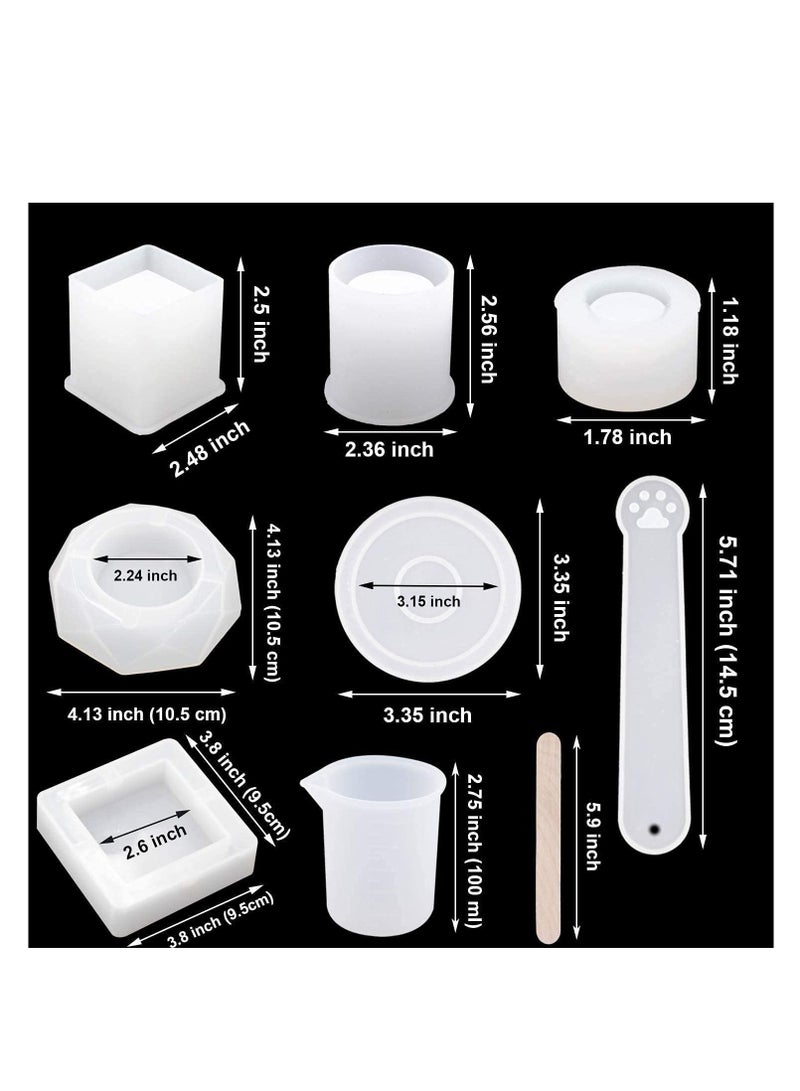 KASTWAVE Resin Silicone Mold 19Pcs Large Resin Casting Molds Includes Round Cylinder Cube Bowl Epoxy Resin Art Molds for Flower Pot Ashtray Candle Soap Pen Holder and Jewelry Making Home Decoration - Image 5