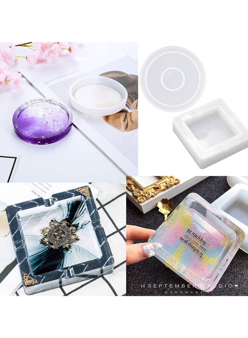 KASTWAVE Resin Silicone Mold 19Pcs Large Resin Casting Molds Includes Round Cylinder Cube Bowl Epoxy Resin Art Molds for Flower Pot Ashtray Candle Soap Pen Holder and Jewelry Making Home Decoration - Image 3