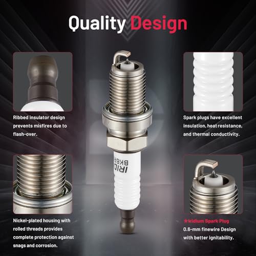 BDFHYK Set of 4 Iridium Spark Plug Compatible with Corolla Neon Subaru Integra Aveo Rio Sportage Civic A413L 15L 16L 18L 20L 22L 24L 25L L4 H4Engine Replacement for 7092 BKR6EGP - Image 3