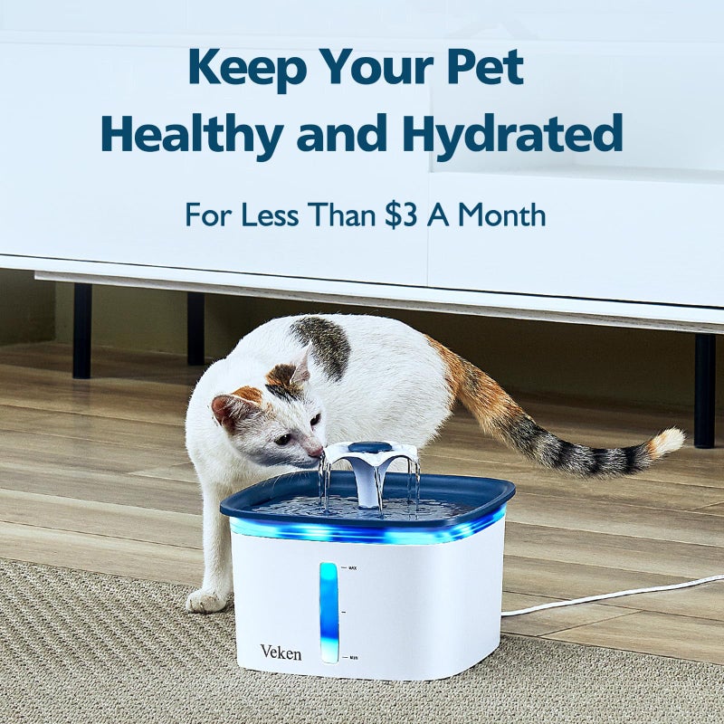 Veken Cat Water Fountain Filter, Classic 8 Pack Replacement Filters & 8 Pack Replacement Pre-Filter Sponges for 50oz, 84oz, 95oz or 108oz Automatic Pet Fountain Dog Water Dispenser - Image 5